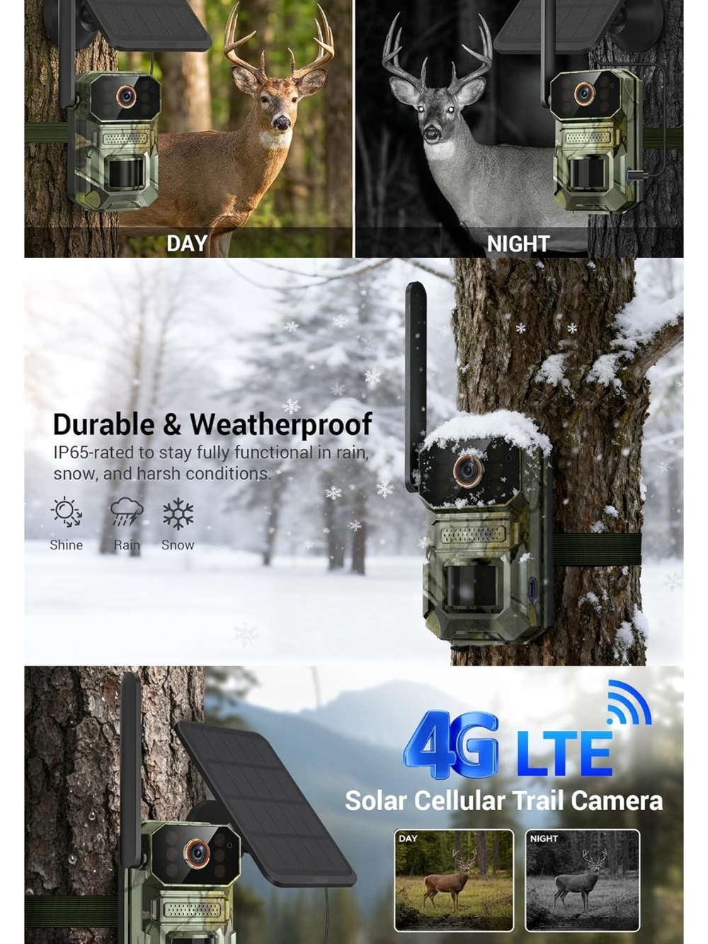 Solar Cellular Trail Camera with Solar Panel - Black - Picture 3 of 3